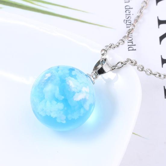 Women Round/Moon Shape Blue Sky Cloud Eagle Pendant Jewelry Gift Chain Necklace