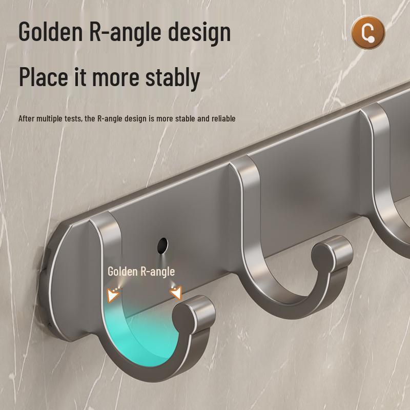 Porte-manteau mural en aluminium et étagère organisatrice avec crochets