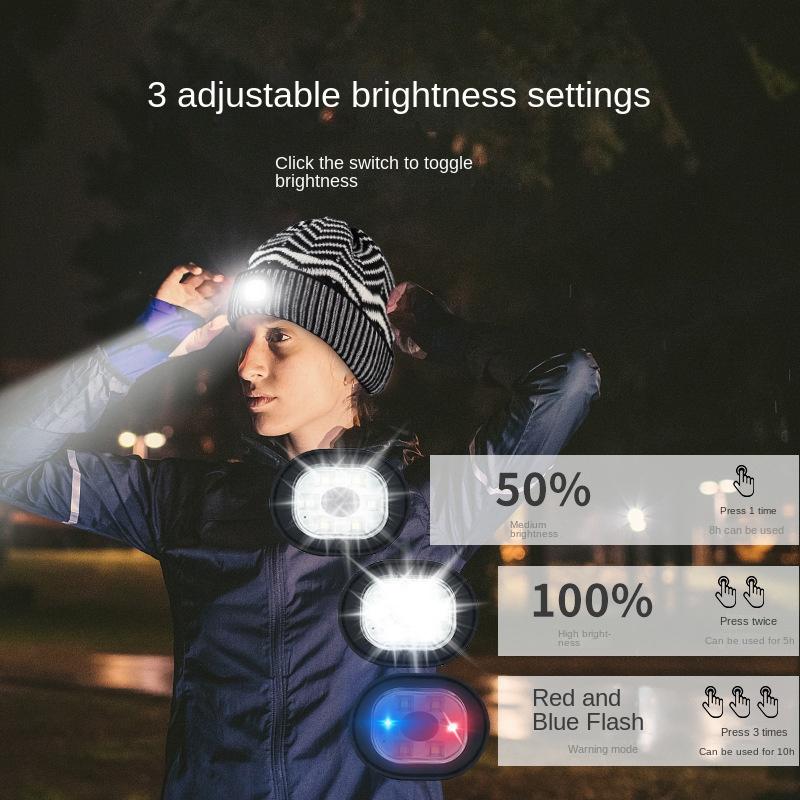 Light-Emitting Windproof Thermal LED Knit Hat with Rechargeable Detachable Three-Color Night-Vision LED Cap