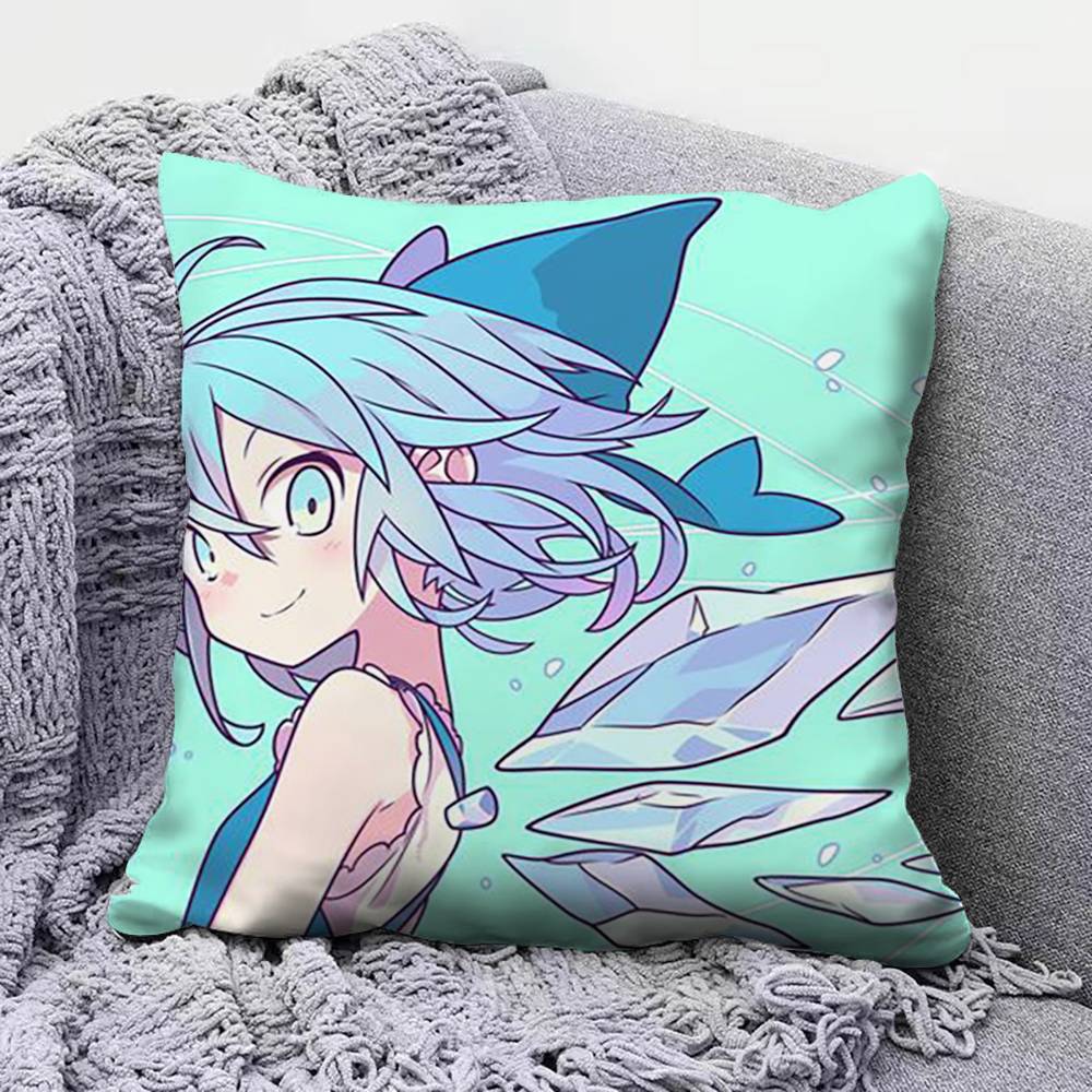 TOUHOU Project Cirno Cute Anime Girl Pillow Covers Home Sofa Cushion Covers and Aecorative Custom
