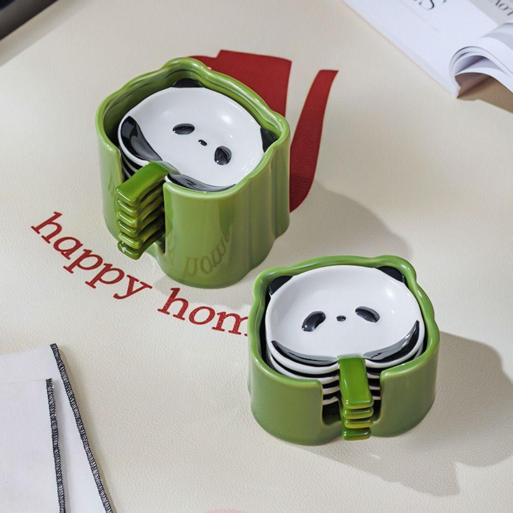 4/6Pcs Stackable Cartoon Panda Snack Dish Creative Mini Sauce Bowl Set  Table Decoration