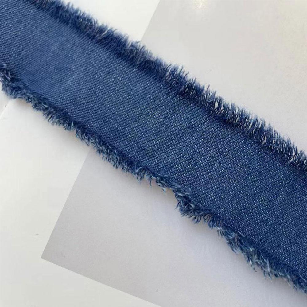 Denim Blue Ribbon Handmade Fringe Frayed Fabric for Wedding Invitations Bridal Bouquets Gifts Wrapping and Bow Handmade Material