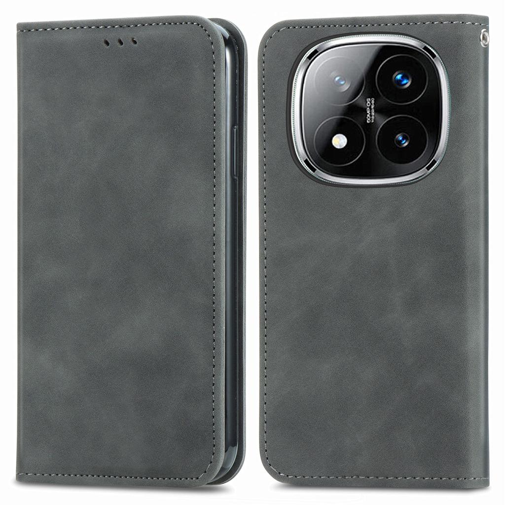 For Xiaomi Redmi Note 14 Pro 5G/Poco X7 5G Case Skin Touch Feeling Leather Card Holder Phone Cover Magnetic Absorption