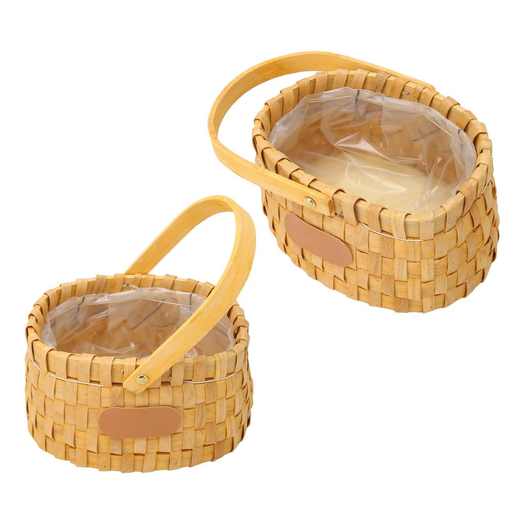 Rattan Flower Basket Safe Durable Wide Smoothing Handle Portable Handwoven Easter Basket for Party Wedding Family