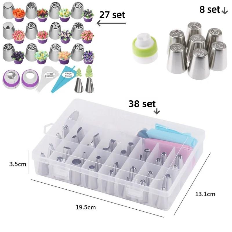 Cake Decorating Tools Set with Piping Nozzles Icing Tips Fondant Nails Pastry Bags for Baking Cupcakes Cookies - DIY Dessert Kit