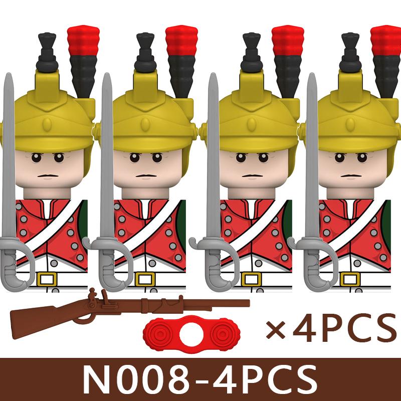4pcs Medieval Castle Knight Building Blocks MIlitary Napoleon Soldier Figures War Army Legion Accessories Imperial Navy Bricks Toys
