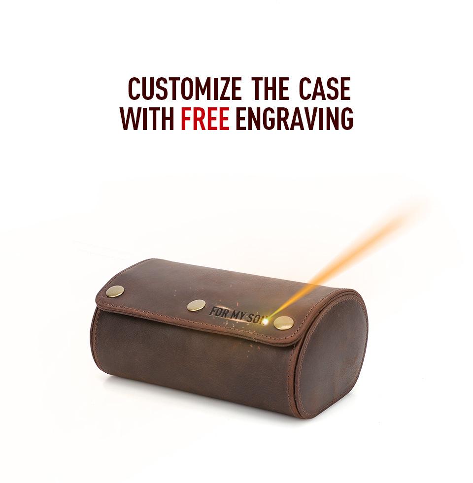 Retro Crazy Horse Leather Watch Box: Portable Travel Storage for Couples