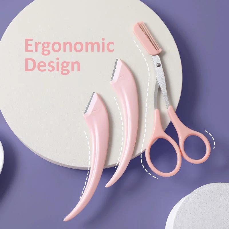 Eyebrow Trimming Knife Face Razor For Women Professional Eyebrow Scissors With Comb Brow Trimmer Scraper Accessories
