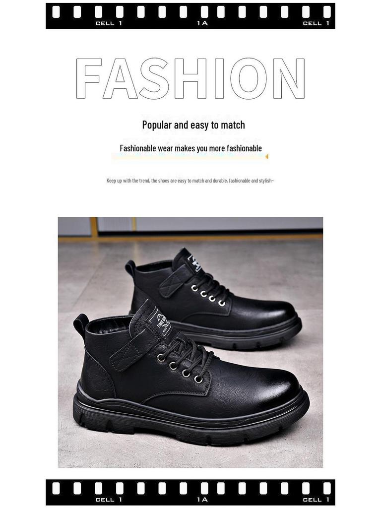 Men's 2023 Autumn/Winter High-Top Cotton Martin Boots: Stylish, Warm, Retro Leather Work Shoes