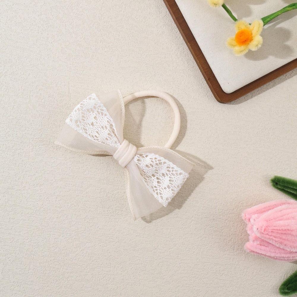 Soft Baby Nylon Headband Lace Bow Ponytail Hair Tie Bowknot Hair Bands  For Baby Girls Children