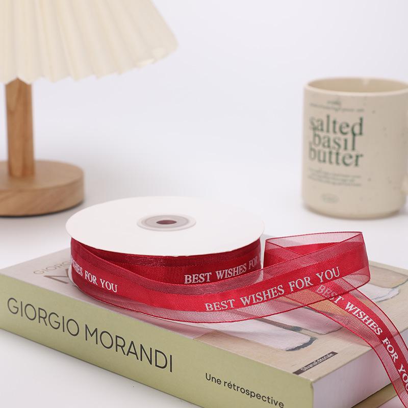 

2,5 см атласная лента для торта, подарочной коробки и цветов - Дизайн с наилучшими пожеланиями