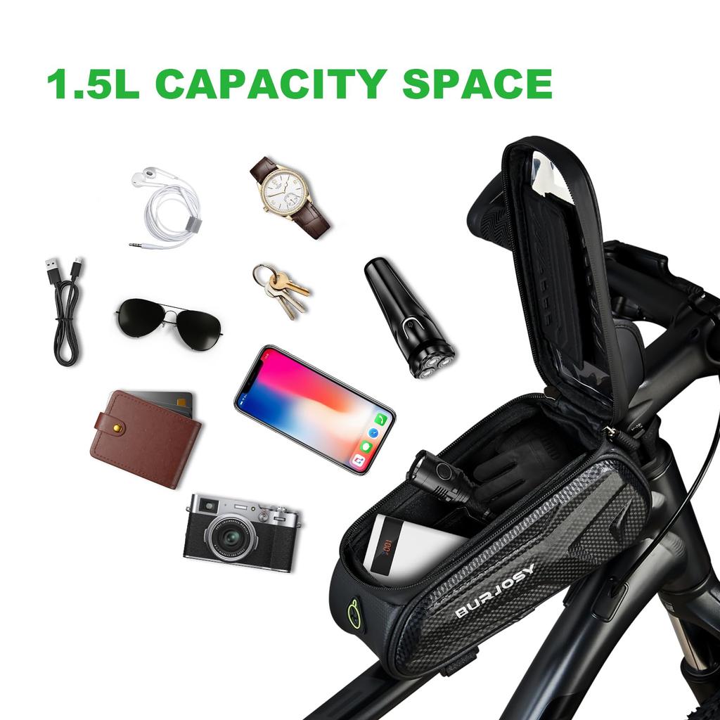 Bicycle Top Tube Bicycle Road Smartphone Waterproof Frame Compatible with 7 Inch Large TPU High Touch Comes with Rain Light Abrasion Shock Easy To