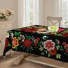 Mexikanischer bunter floraler Tischdecke Runder Rechteckiger Schwarzer Hintergrund Platzdeckchen mit gewelltem Rand