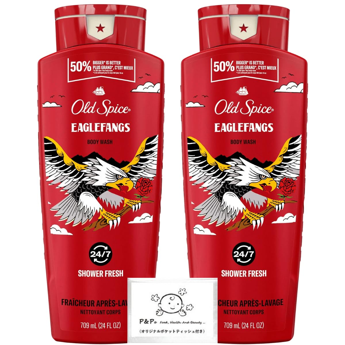 

Old Spice Body Wash Eagle Fangs 709ml x 2 bottles, genuine imported body soap, with P&P original bonus item.