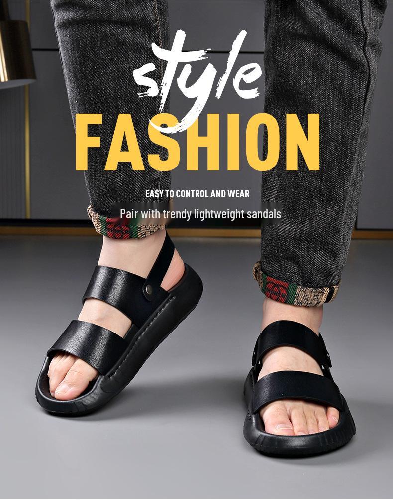 Men's Summer 2025 Dual-Use Non-Slip Driving Sandals: Casual Thick-Soled Beach Shoes