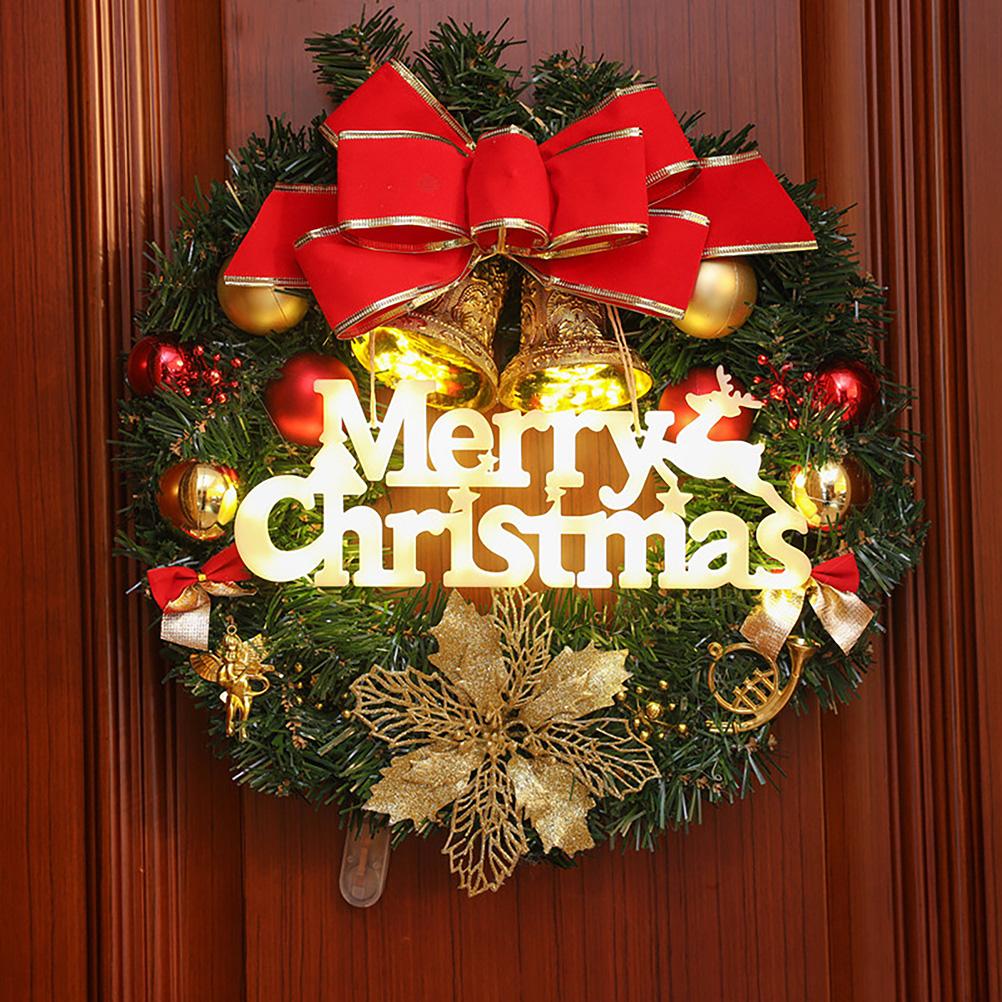Merry Christmas LED Lights Christmas Tree Wreath Hanging Lights Christmas Home Decorations Party Supplies