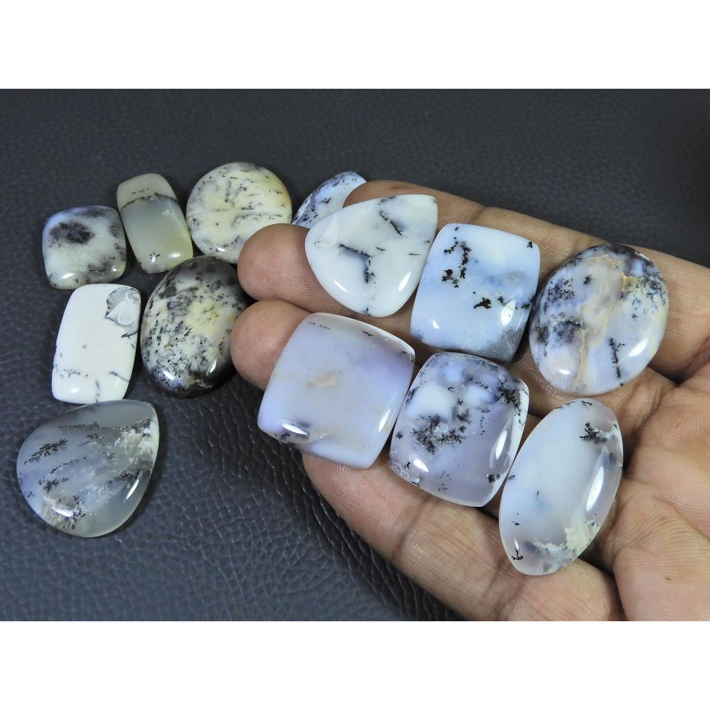 342Cts. Natural Dendrite Opal Agate Mix Cabochon Loose Gemstone 13Pcs Lot C-2006