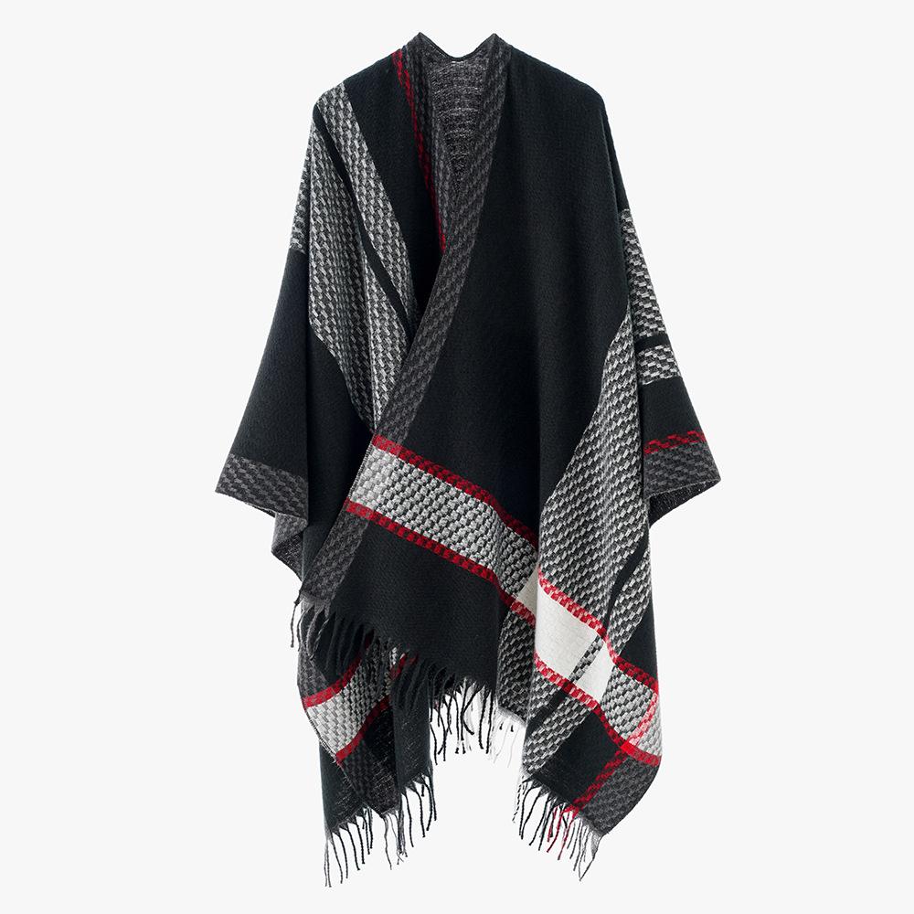 Winter Women Men Scarf Layers Poncho Elegant Retro Striped Tassel Wrap Shawl Lady Male Scarve Capa Para Mujer Pashmina Cloak New