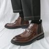 Fashion British Style Casual Leather Chelsea Boots Mens2024 New Comfy Fashion Flat Designer Business Leather Boots Outdoor Office Shoes