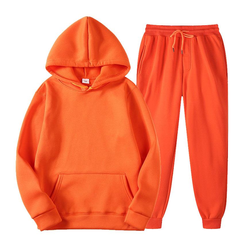 Männer Einfarbig Mit Kapuze Pullover Sets Herbst Winter Fleece Hoodie Zwei Stück Anzug Plus Größe männer Sportswear Hose trainingsanzug