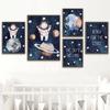 Nursery Wall Art Space Astronaut Rocket Earth Moon Quotes Canvas Painting Nordic Posters And Prints Decor Pictures Baby Boy Room