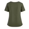 Women's Short Sleeved Solid Color V-neck Buttonable Side Slit Top T-shirt