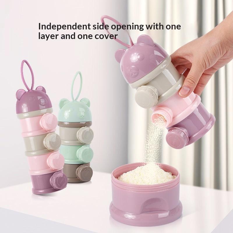 Baby Portable Food Storage Box 3/4 Layer Bear Style Toddler Snack Container Children Baby Milk Powder Box Baby Feeding Cup