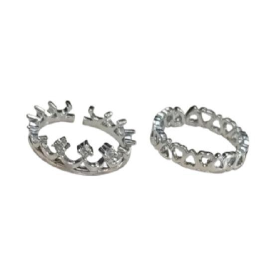 @Silver Plated Crown Ring for Women and Girls Pack of 2 UKU142-80%OFF
