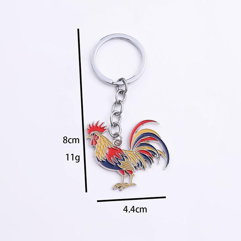 1 Pezzo Metallo Creativo Pittura ad Olio Pollo Gallo Portachiavi Ciondolo Borsa Per Decorazione Portachiavi Auto Portachiavi Gallo
