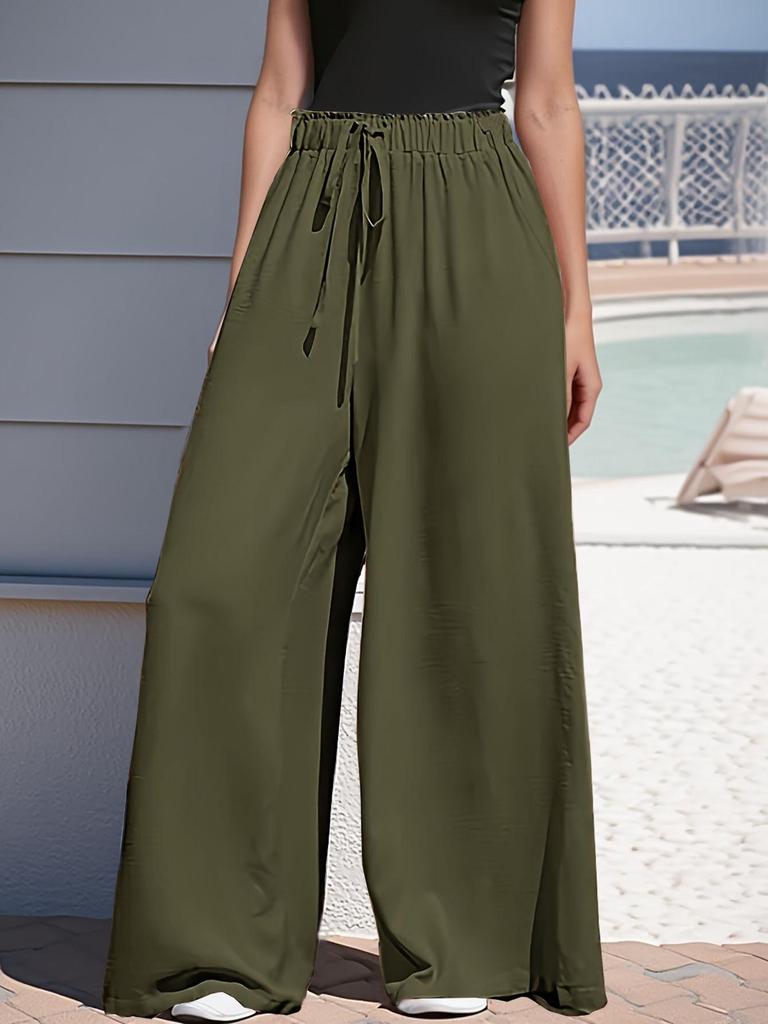 2025 Women's Four Seasons Wide-Leg Drawstring Casual Trousers
