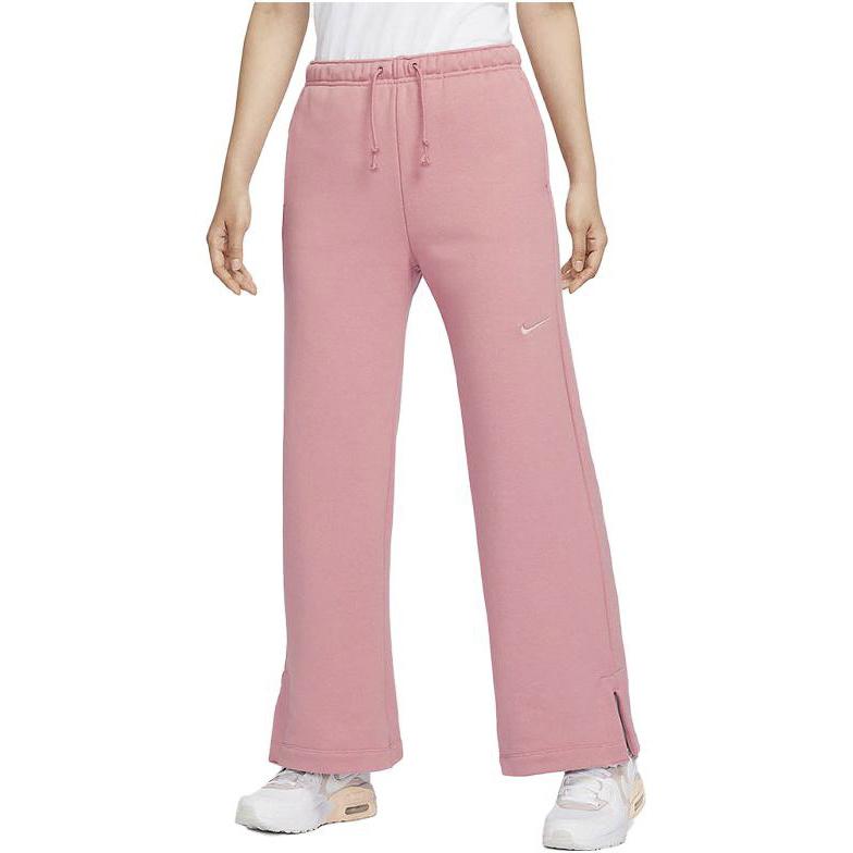 Nike Solid High-Waisted Wide-Leg Knit Sports Pants Women bottoms Stardust-Red FZ4339-618