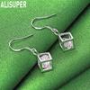 925 Sterling Silver Square AAA Zircon Piercing Earrings Fashion Charm Wedding Jewelry