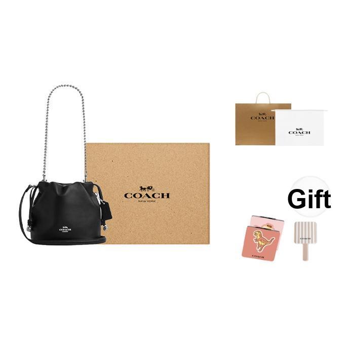 Coach Faye 18 Silver Logo Bucket Bag Mini Women Bags Black CDB67-SVBK