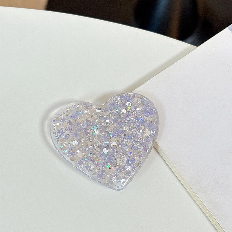 Korean Rhinestone Heart Shape Phone Holder with Magnetic Glitter Finger Ring