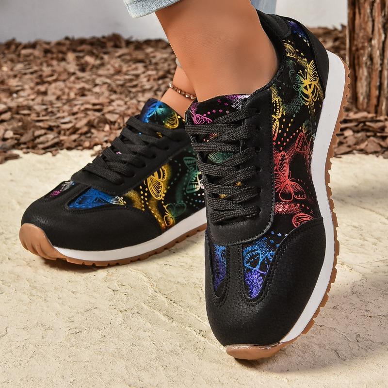 Women's Large Size Spring New Retro Old Flower Round Toe Comfortable Flat Shoes