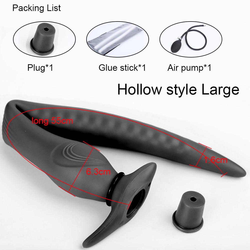 55cm Long Anal Plug Hollow Butt Plug Liquid Silicone Soft Anal Dildo For Women Men Prostate Massage Inflatable Buttplug Sex Toys