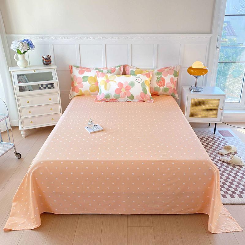 White Tulip Flower Flat Sheet Cotton Cartoon Bunny Blue Bed Sheet Set for Boys Girls Lovely Floral Rabbit Botanical Bed Cover