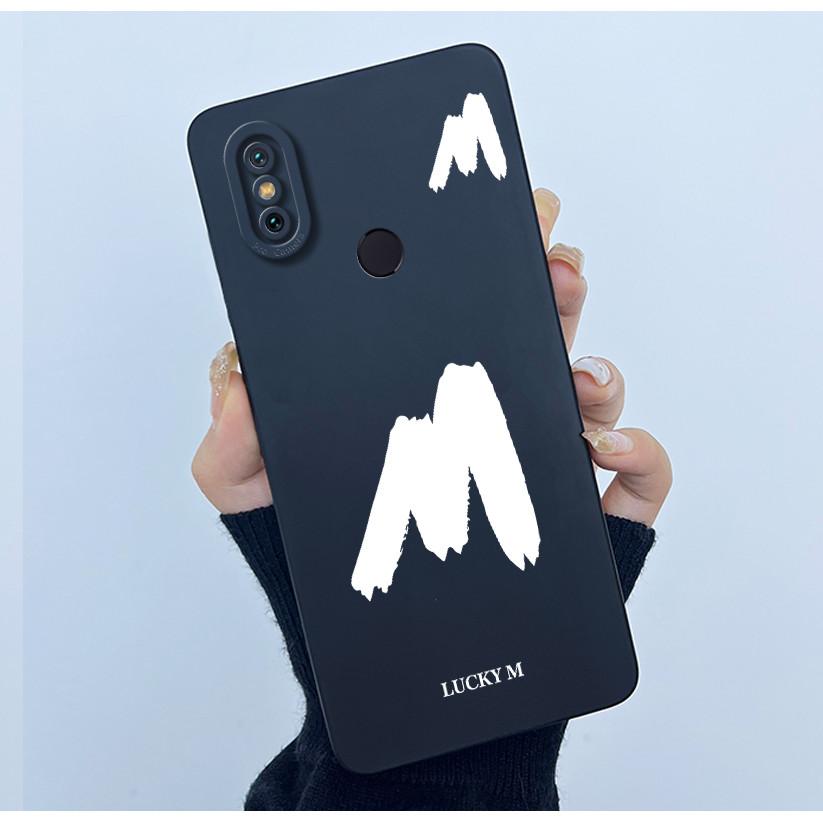 Lucky Initial Letter Phone Case For Xiaomi Mi A2 (Mi 6X) Casing Full Protect Camera Lens Shockproof TPU Soft Matte Cover Bumper