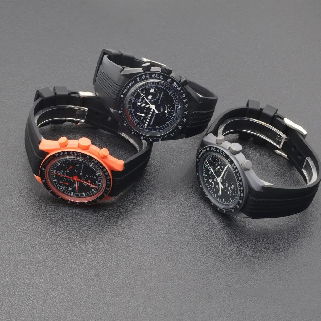 20mm Silicone Strap for Omega x Swatch Speedmaster Moonswatch No Gap Replacement Curved End Band for Omega X Swatch WatchBand\[[