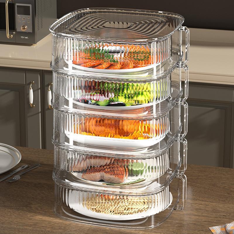 Stackable Transparent Food Cover Dustproof Storage Rack For Leftover Storage Family Gatherings