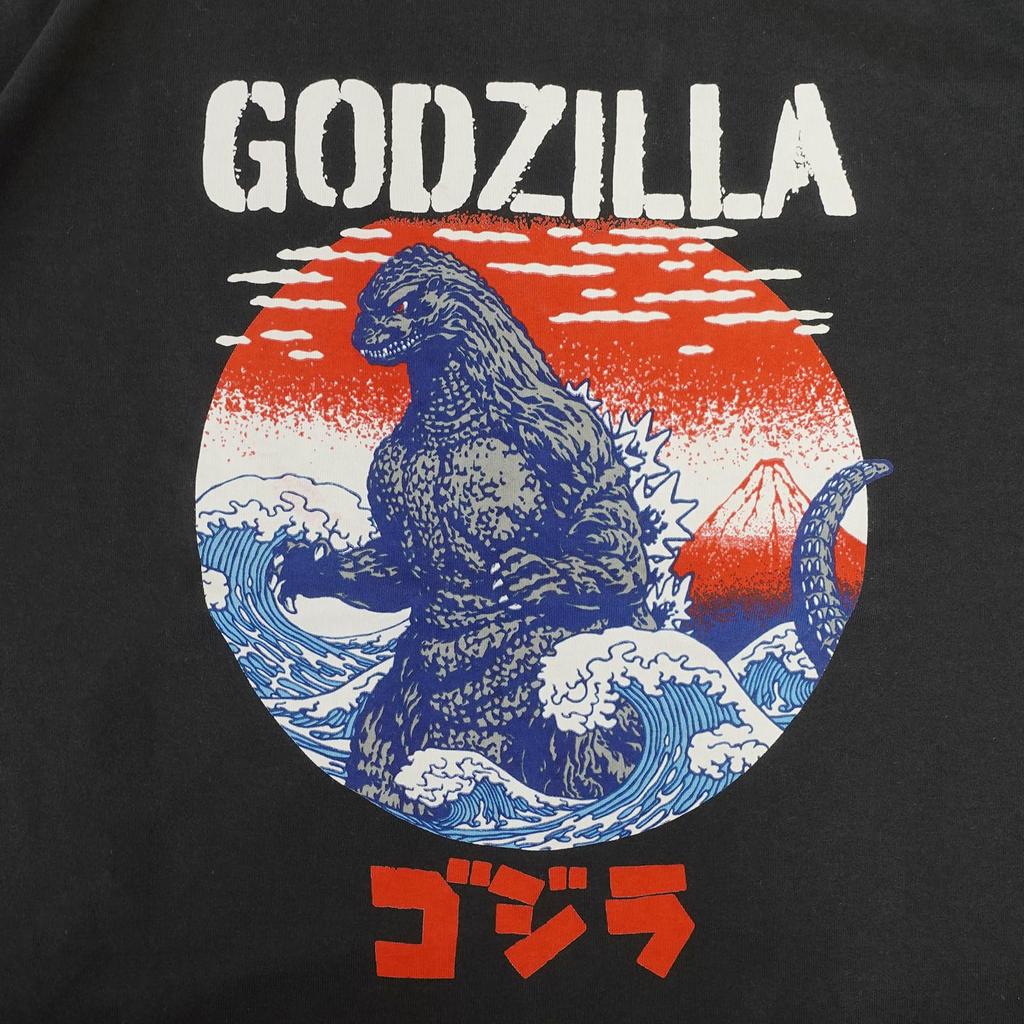 Fineplus Godzilla T-Shirt, Short Sleeve, King Ghidorah Poster Print, Japanese Pattern, Cherry Blossom Design, Character Merchandise