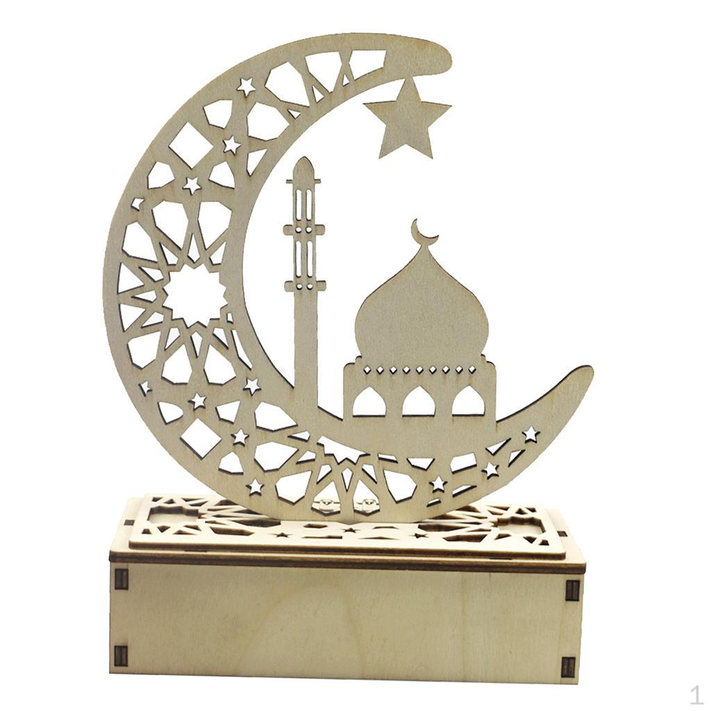 Elegant Wooden Eid Mubarak Ramadan Ornament with S