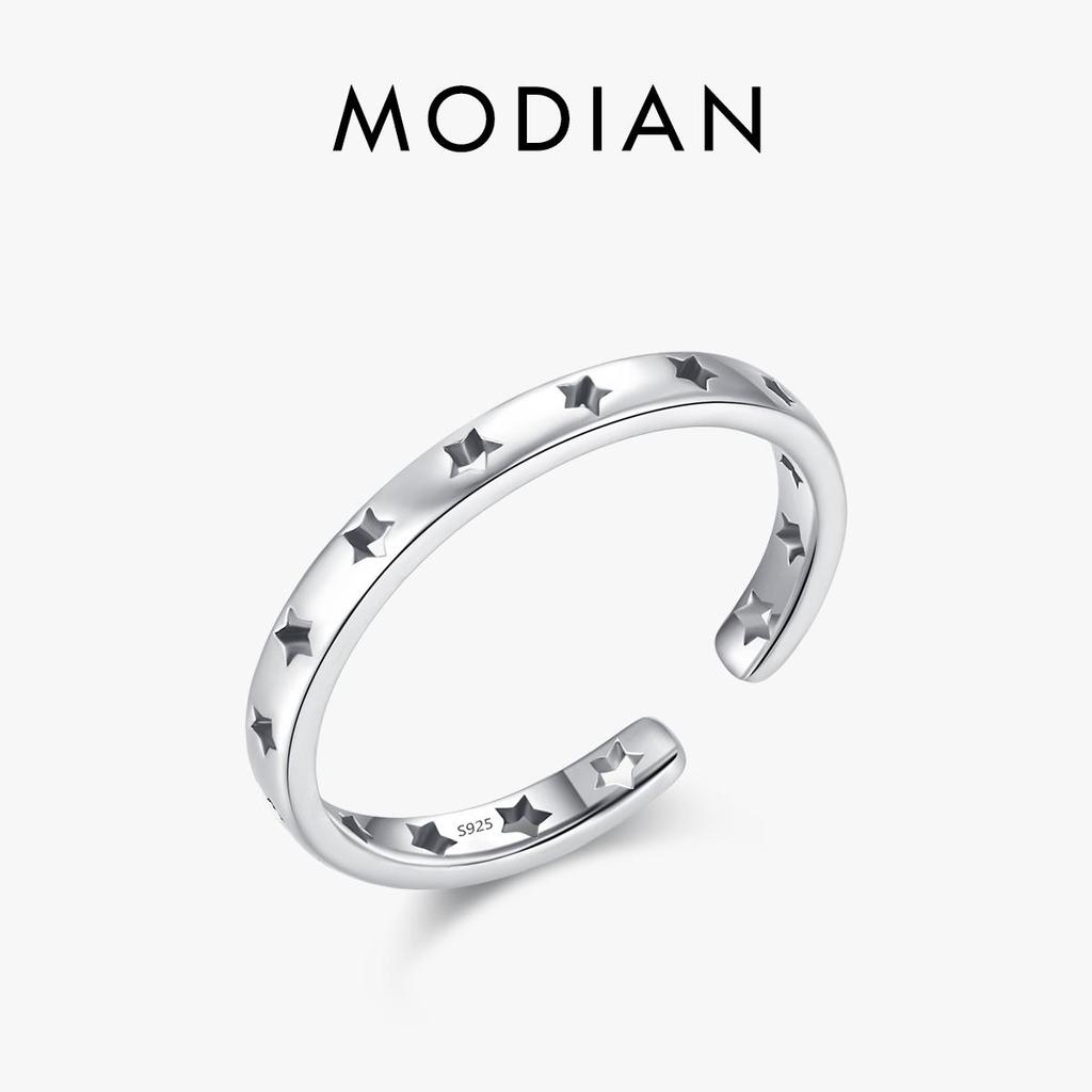 MODIAN 925 Sterling Silver Vintage Hollow Stars Opening Finger Rings Classic Retro Adjustable Ring For Women Fine Jewelry Gifts