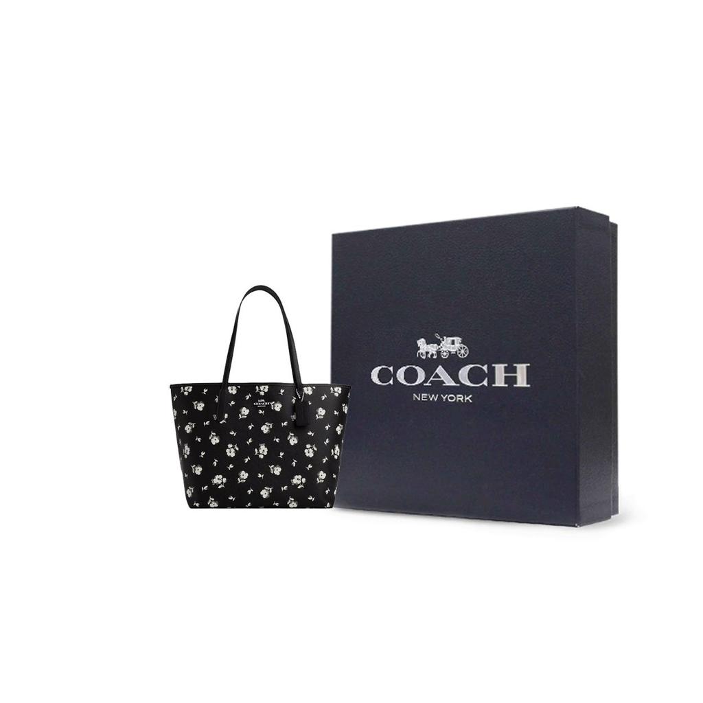 Coach City 33 Letter Logo Floral Print Large Capacity Coated Canvas Smooth Leather Tote Bag Shopping Handbag Shoulder Bag Women tote CP073-SVA47
