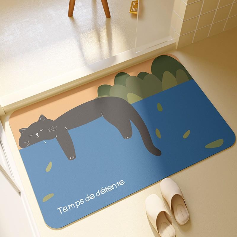 

Диатомовая грязь в форме ванной комнаты, которую можно резать, впитывающая воду и быстросохнущая, противоскользящая подушка для ног, милая мультяшная подушка для двери ванной комнаты 40 * 60cm