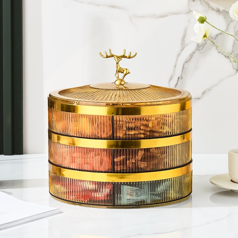 Clear Divided Fruit Plate with Lid: Sealed Storage Box for Living Room or Coffee Table