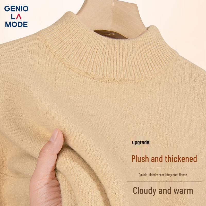 

GENIOLAMODE Men s Plush Lined Half-Turtleneck Knit Sweater XL