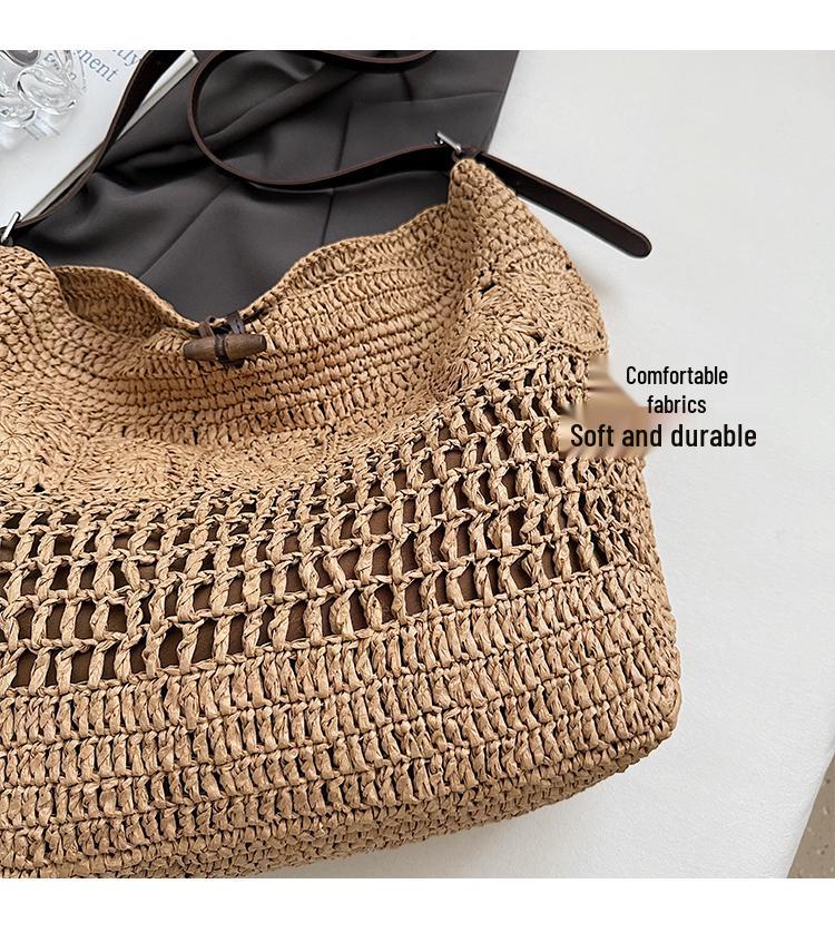 Luxury Straw Crochet Tote: Spacious, Versatile Crossbody for Vacation