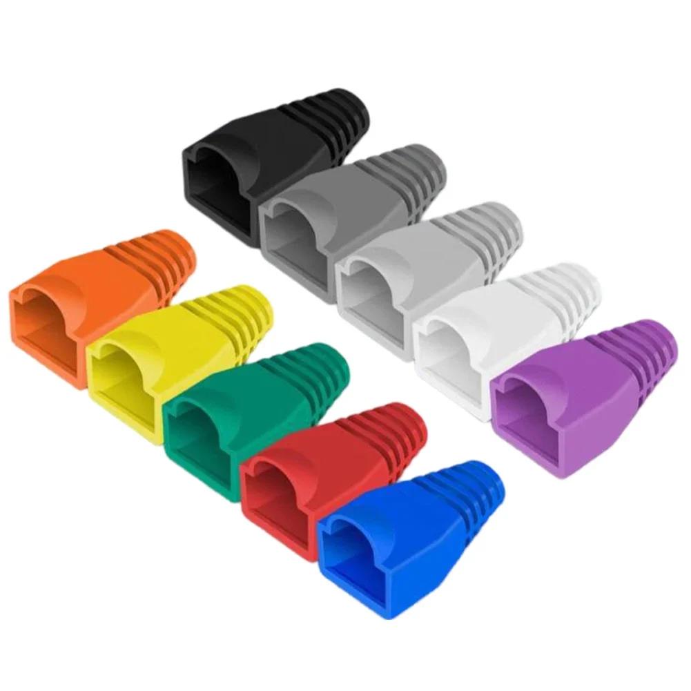 100Pcs Mixed Color CAT5E CAT6 RJ45 Ethernet Network Cable Strain Relief Boots Cable Connector Protective Sleeve Plug Cover