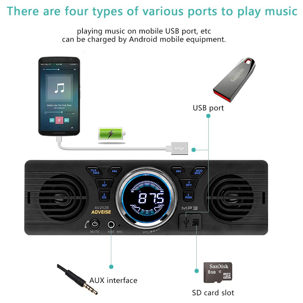 BOOMBOOST AV252 Radio Auto MP3 Acustic Card SD Audio Auto cu Bugle Încorporat Bluetooth Host Difuzor